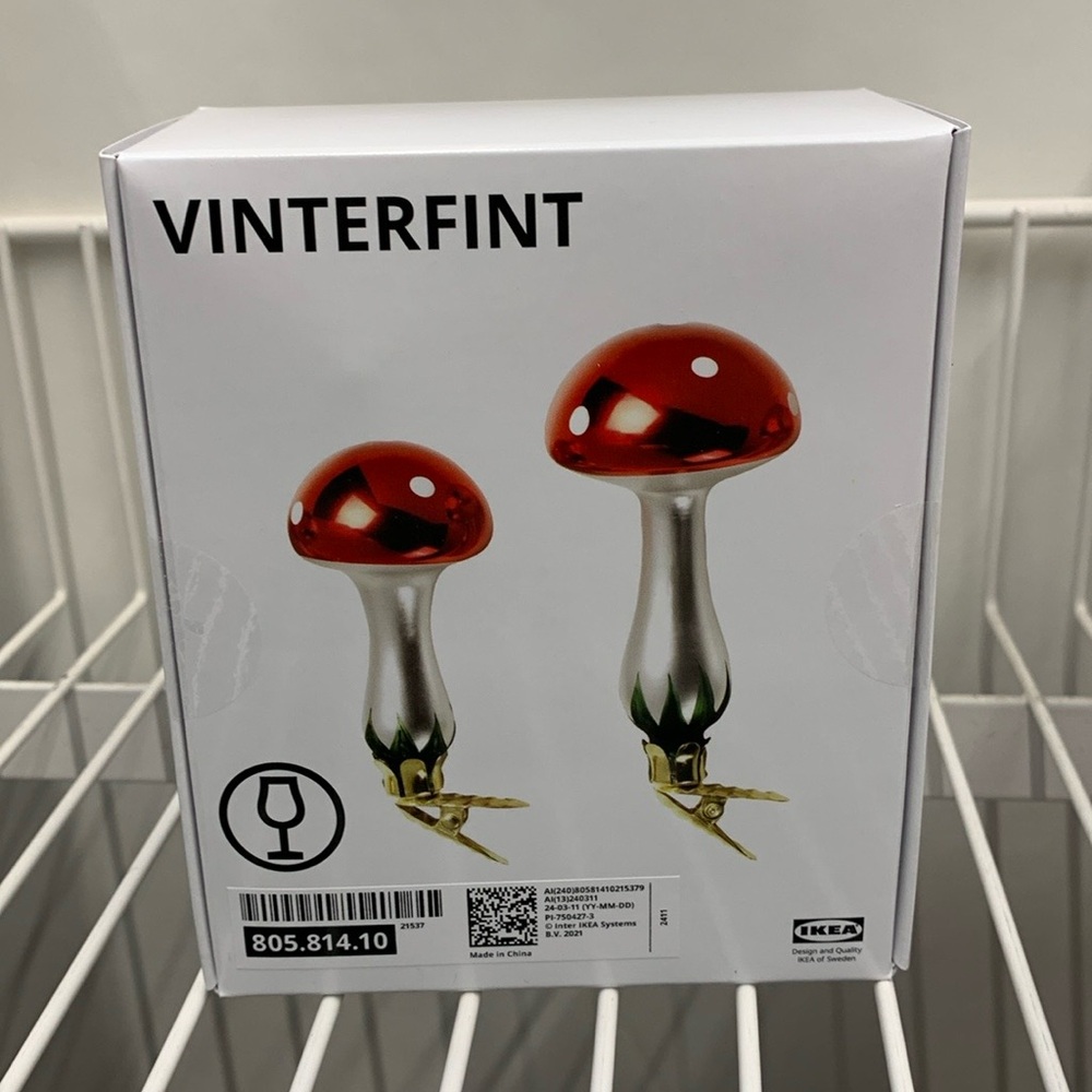 Ikea mushroom Christmas tree decor clip on holiday ornaments decorations nwt - Picture 12 of 15
